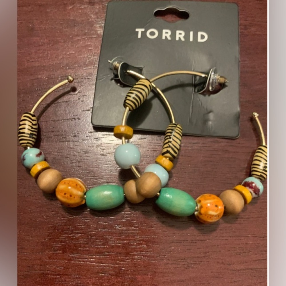Torrid Safari Beaded Hoop Earrings